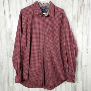 Tommy Hilfiger Plaid Button Down Shirt Maroon Size XL
